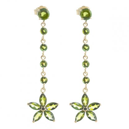 Peridot Daisy Chain Drop Earrings 4.8 ctw in 9ct Gold