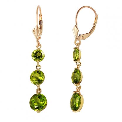 Peridot Trinity Drop Earrings 7.2 ctw in 9ct Gold