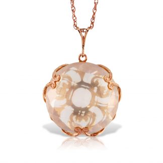 Rose Quartz Chequer Pendant Necklace 17 ct in 9ct Rose Gold