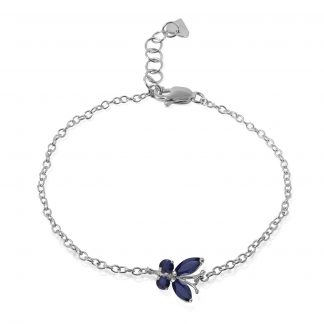 Sapphire Adjustable Butterfly Bracelet 0.6 ctw in 9ct White Gold