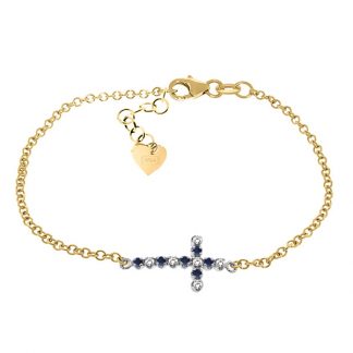 Sapphire Adjustable Cross Bracelet 0.24 ctw in 9ct Gold