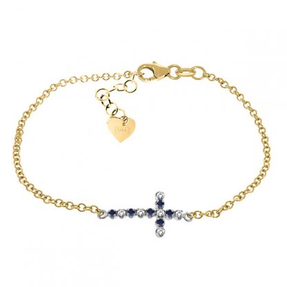 Sapphire Adjustable Cross Bracelet 0.24 ctw in 9ct Gold