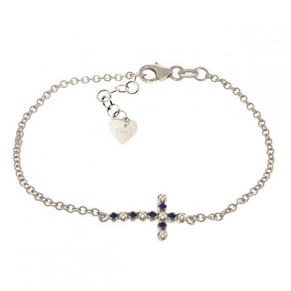 Sapphire Adjustable Cross Bracelet 0.24 ctw in 9ct White Gold