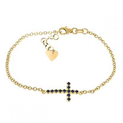 Sapphire Adjustable Cross Bracelet 0.3 ctw in 9ct Gold