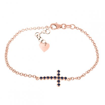 Sapphire Adjustable Cross Bracelet 0.3 ctw in 9ct Rose Gold