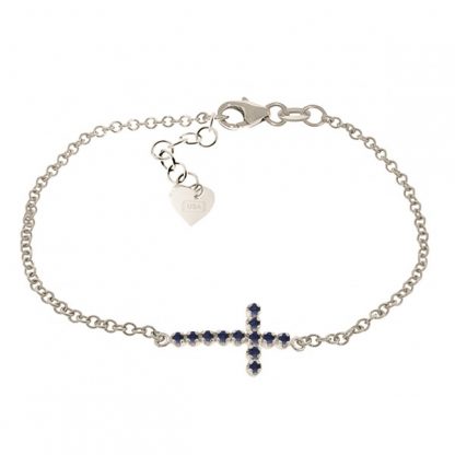 Sapphire Adjustable Cross Bracelet 0.3 ctw in 9ct White Gold