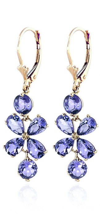 Tanzanite Blossom Drop Earrings 5.32 ctw in 9ct Gold