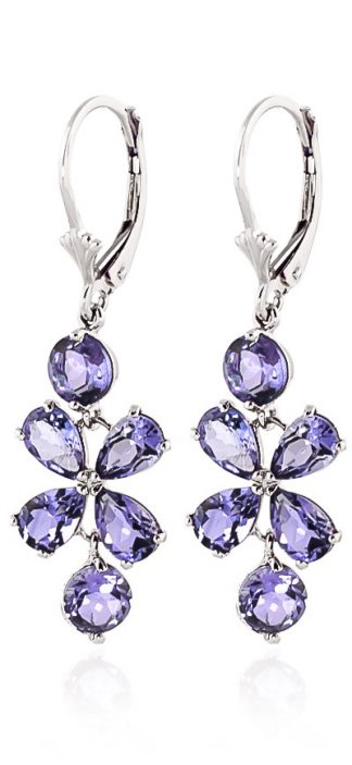 Tanzanite Blossom Drop Earrings 5.32 ctw in 9ct White Gold