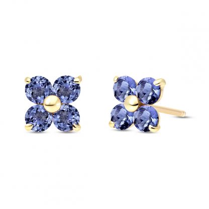 Tanzanite Clover Stud Earrings 1.15 ctw in 9ct Gold