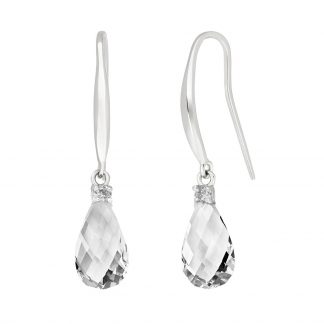 White Topaz & Diamond Drop Earrings in 9ct White Gold