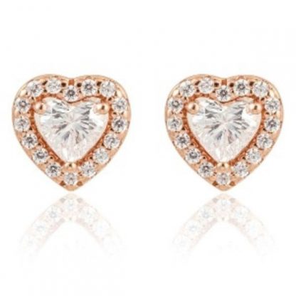 1.5 Carat Halo Heart Stud Earrings/18K Rose Gold & Cubic Zirconia