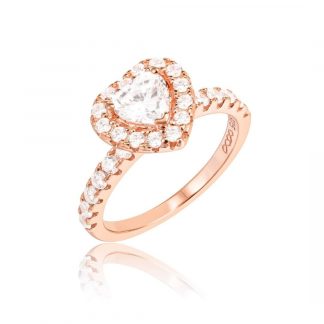 2 Carat Halo Heart Promise Ring/18K Rose Gold & Cubic Zirconia