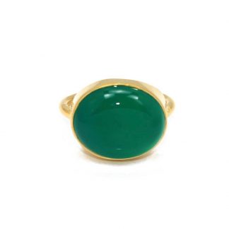 Green Onyx Ring/18k Yellow gold Vermeil