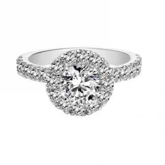 Halo Promise Ring/18K White Gold & Cubic Zirconia
