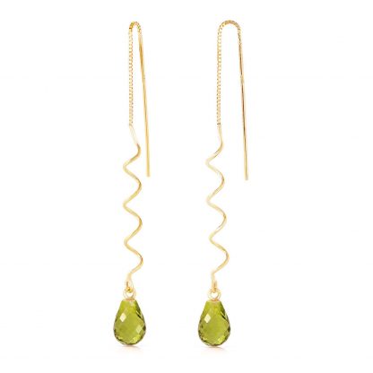 Peridot Spiral Scintilla Earrings 3.3 ctw in 9ct Gold