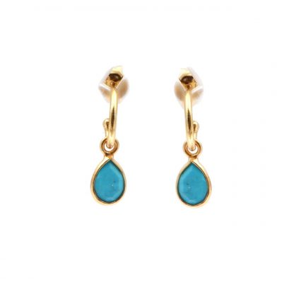 Petite Teardrop Earrings/18K Yellow Gold & Turquoise