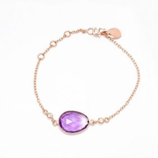 Princess Bracelet/18k Rose Gold with Amethyst & White Topaz