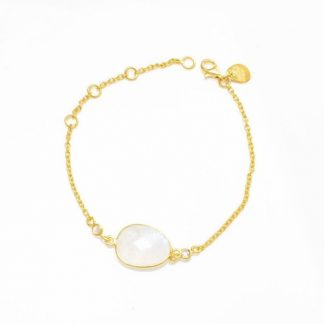 Rose Quartz Bracelet/18k Yellow Gold with White Topaz