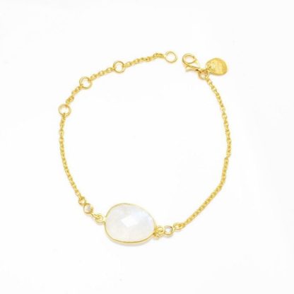 Rose Quartz Bracelet/18k Yellow Gold with White Topaz