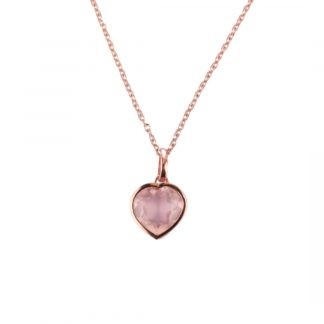 Rose Quartz Devotion Heart Necklace/18K Rose Gold Vermeil & Rose Quartz