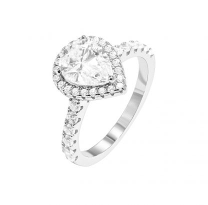 Teardrop Cocktail Ring/18K White Gold & Premium Cubic Zirconia