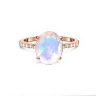 The Enchanted Ring/18k Rose Gold Vermeil with Rainbow Moonstone and White Topaz