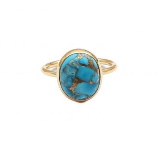 The World Ring/18k Yellow Gold Vermeil in Copper Turquoise