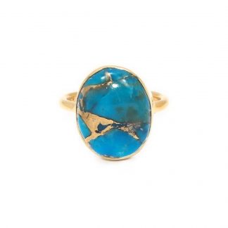 The XL Copper Turquoise Ring/18k Yellow Gold Vermeil in Copper Turquoise