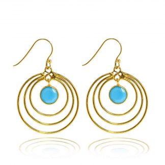 Triple Hoop Earrings/18K Gold Vermeil & Turquoise