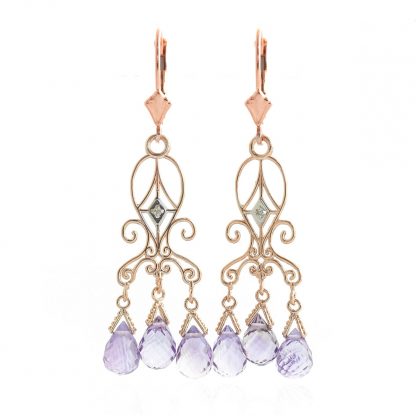 Amethyst Baroque Drop Earrings 4.81 ctw in 9ct Rose Gold