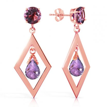 Amethyst Kite Drop Earrings 2.4 ctw in 9ct Rose Gold