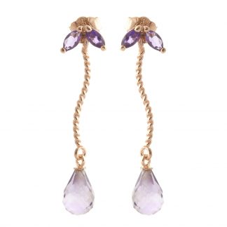 Amethyst Teardrop Earrings 3.4 ctw in 9ct Rose Gold