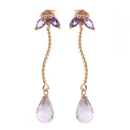 Amethyst Teardrop Earrings 3.4 ctw in 9ct Rose Gold