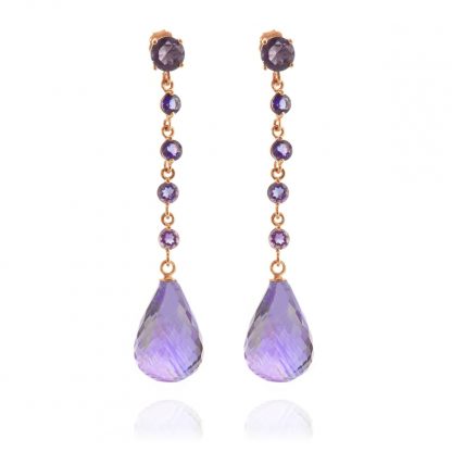Amethyst by the Yard Drop Earrings 23 ctw in 9ct Rose Gold