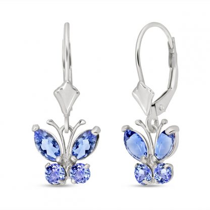 Tanzanite Butterfly Drop Earrings 1.24 ctw in 9ct White Gold