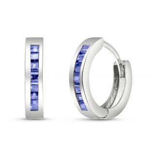 Tanzanite Huggie Earrings 0.95 ctw in 9ct White Gold