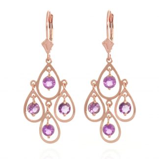 Amethyst Quadruplo Milan Drop Earrings 2.4 ctw in 9ct Rose Gold