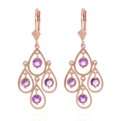 Amethyst Quadruplo Milan Drop Earrings 2.4 ctw in 9ct Rose Gold