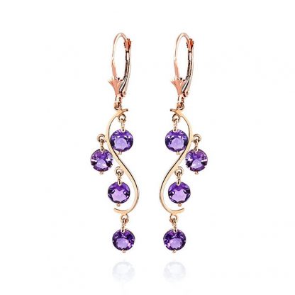 Amethyst Dream Catcher Drop Earrings 4.95ctw in 9ct Rose Gold