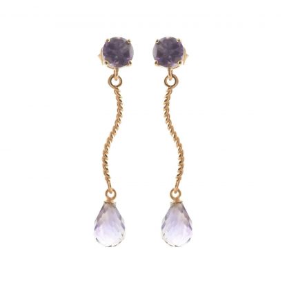 Amethyst Lure Drop Earrings in 9ct Rose Gold