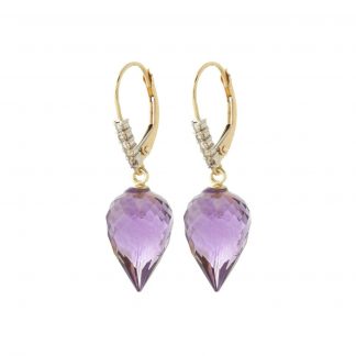 Amethyst & Diamond Drop Earrings in 9ct Gold