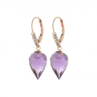 Amethyst & Diamond Drop Earrings in 9ct Rose Gold