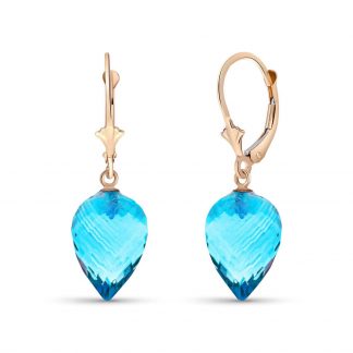 Blue Topaz Briolette Drop Earrings 22.5ctw in 9ct Rose Gold
