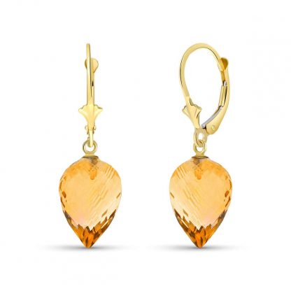 Citrine Briolette Drop Earrings 19ctw in 9ct Gold