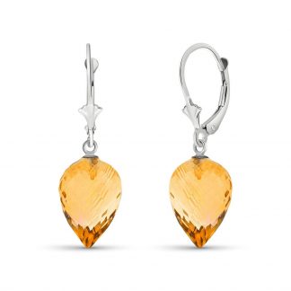 Citrine Briolette Drop Earrings 19ctw in 9ct White Gold