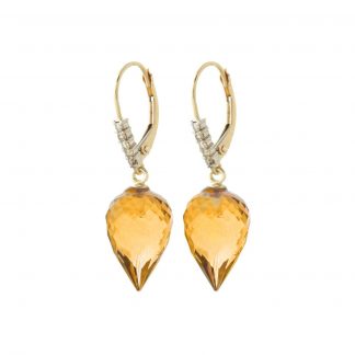 Citrine & Diamond Drop Earrings in 9ct Gold