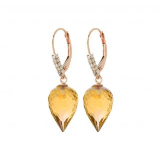 Citrine & Diamond Drop Earrings in 9ct Rose Gold