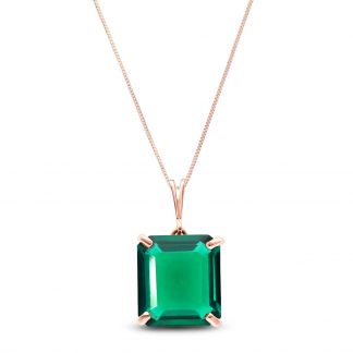 Emerald Cut Lab Grown Emerald Pendant Necklace 4.5ct in 9ct Rose Gold