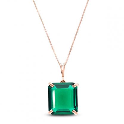 Emerald Cut Lab Grown Emerald Pendant Necklace 4.5ct in 9ct Rose Gold