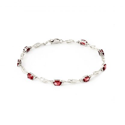 Garnet & Diamond Classic Tennis Bracelet in 9ct White Gold